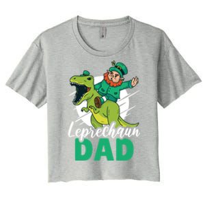 Leprechaun Dad With A Dinosaur Or Trex For St Patrick's Day Gift Women's Crop Top Tee