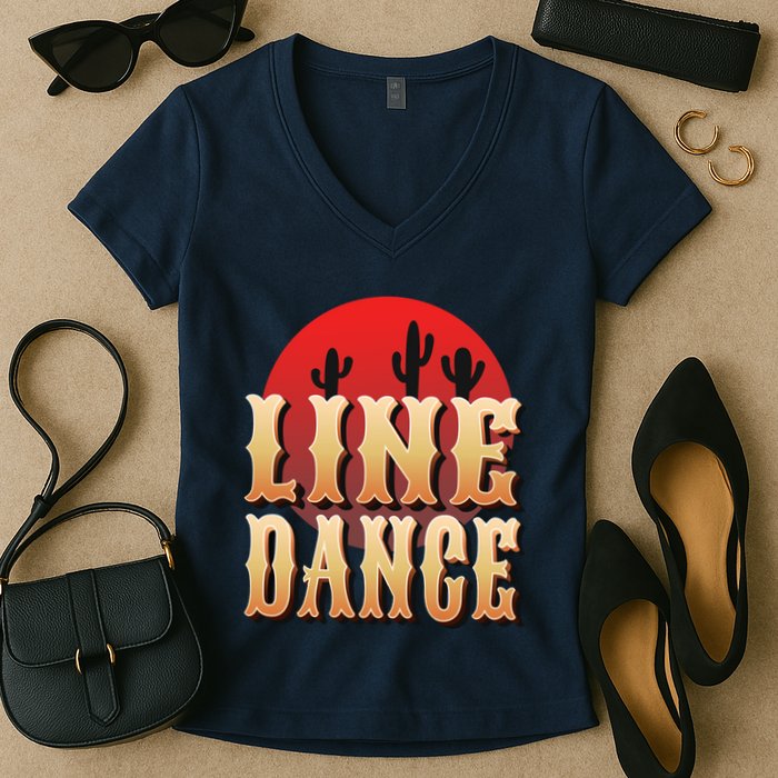 Line Dance Western Country Women's V-Neck T-Shirt