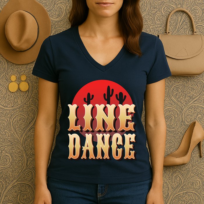 Line Dance Western Country Women's V-Neck T-Shirt
