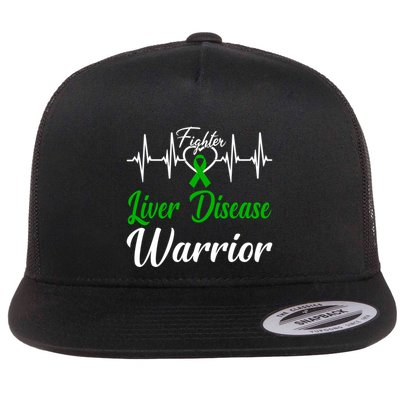 Liver Disease Warrior Heartbeat Fight Green Ribbon Love Gift Flatbill Hat