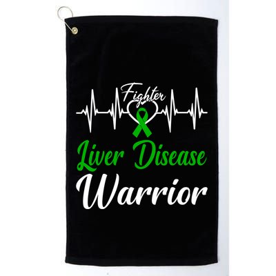 Liver Disease Warrior Heartbeat Fight Green Ribbon Love Gift Golf Towel