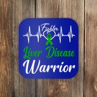 Liver Disease Warrior Heartbeat Fight Green Ribbon Love Gift Coaster