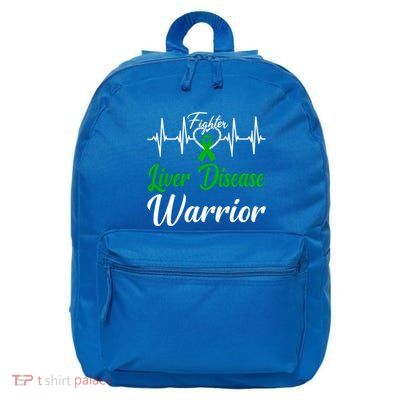 Liver Disease Warrior Heartbeat Fight Green Ribbon Love Gift 16 in Basic Backpack