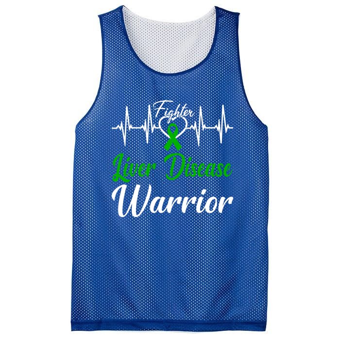 Liver Disease Warrior Heartbeat Fight Green Ribbon Love Gift Mesh Reversible Basketball Jersey Tank