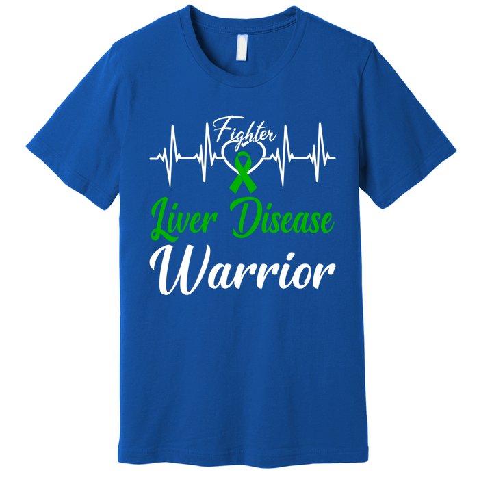 Liver Disease Warrior Heartbeat Fight Green Ribbon Love Gift Premium T-Shirt