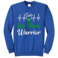 Liver Disease Warrior Heartbeat Fight Green Ribbon Love Gift Tall Sweatshirt