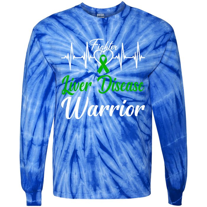 Liver Disease Warrior Heartbeat Fight Green Ribbon Love Gift Tie-Dye Long Sleeve Shirt