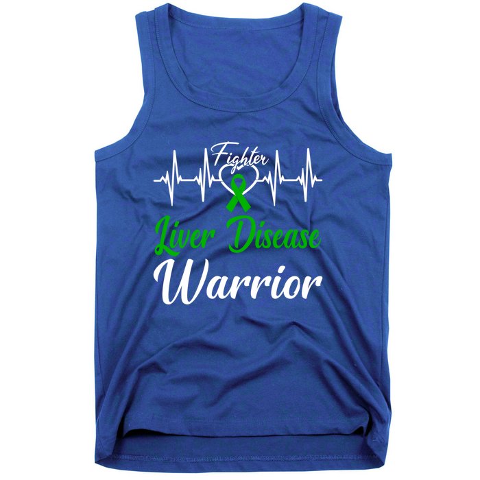 Liver Disease Warrior Heartbeat Fight Green Ribbon Love Gift Tank Top