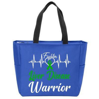 Liver Disease Warrior Heartbeat Fight Green Ribbon Love Gift Zip Tote Bag
