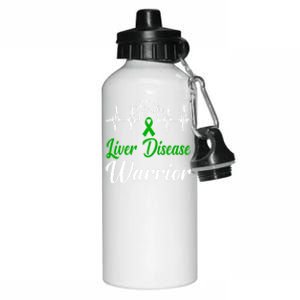 Liver Disease Warrior Heartbeat Fight Green Ribbon Love Gift Aluminum Water Bottle