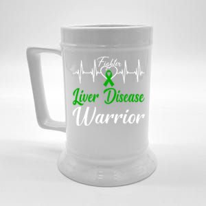 Liver Disease Warrior Heartbeat Fight Green Ribbon Love Gift Beer Stein