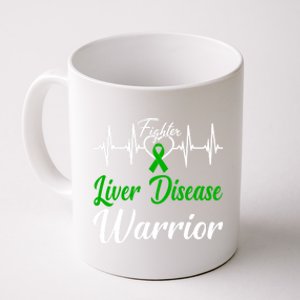 Liver Disease Warrior Heartbeat Fight Green Ribbon Love Gift Coffee Mug