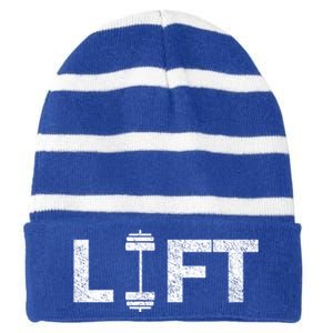 Lift Deadlifting Weightlifting Weightlift Weightlifter Funny Gift Striped Beanie with Solid Band