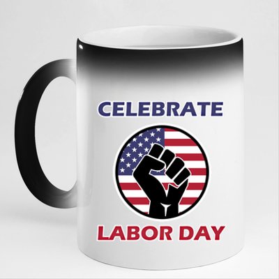 Labor Day With American Flag For Worker And Employees Holiday Cute Gift 11oz Black Color Changing Mug