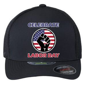 Labor Day With American Flag For Worker And Employees Holiday Cute Gift Flexfit Unipanel Trucker Cap