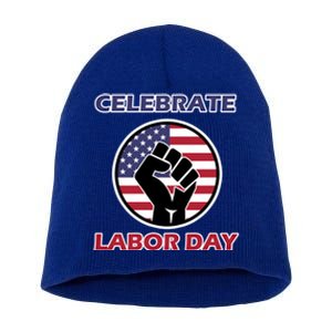 Labor Day With American Flag For Worker And Employees Holiday Cute Gift Short Acrylic Beanie