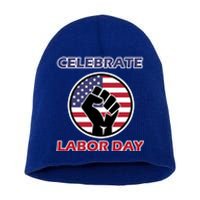 Labor Day With American Flag For Worker And Employees Holiday Cute Gift Short Acrylic Beanie