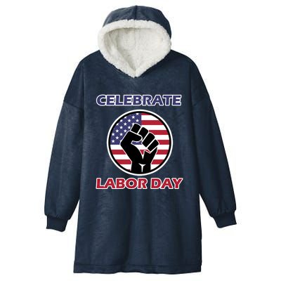 Labor Day With American Flag For Worker And Employees Holiday Cute Gift Hooded Wearable Blanket