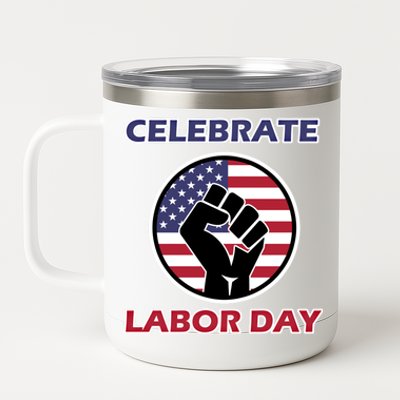 Labor Day With American Flag For Worker And Employees Holiday Cute Gift 12 oz Stainless Steel Tumbler Cup