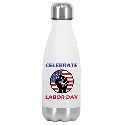 Labor Day With American Flag For Worker And Employees Holiday Cute Gift Stainless Steel Insulated Water Bottle