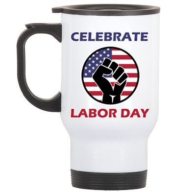 Labor Day With American Flag For Worker And Employees Holiday Cute Gift Stainless Steel Travel Mug