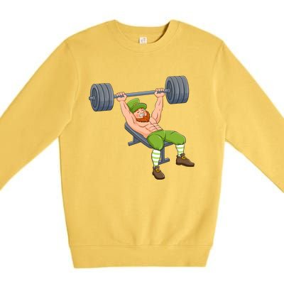 Leprechaun Deadlift Weightlifting Fitness St Patricks Day Gift Premium Crewneck Sweatshirt