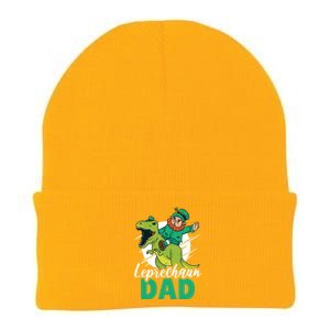 Leprechaun Dad With A Dinosaur Or Trex For St Patrick's Day Gift Knit Cap Winter Beanie