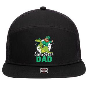 Leprechaun Dad With A Dinosaur Or Trex For St Patrick's Day Gift 7 Panel Mesh Trucker Snapback Hat