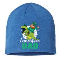 Leprechaun Dad With A Dinosaur Or Trex For St Patrick's Day Gift Sustainable Beanie