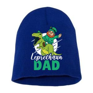 Leprechaun Dad With A Dinosaur Or Trex For St Patrick's Day Gift Short Acrylic Beanie