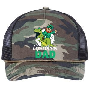 Leprechaun Dad With A Dinosaur Or Trex For St Patrick's Day Gift Retro Rope Trucker Hat Cap