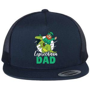 Leprechaun Dad With A Dinosaur Or Trex For St Patrick's Day Gift Flat Bill Trucker Hat