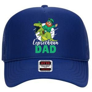 Leprechaun Dad With A Dinosaur Or Trex For St Patrick's Day Gift High Crown Mesh Back Trucker Hat