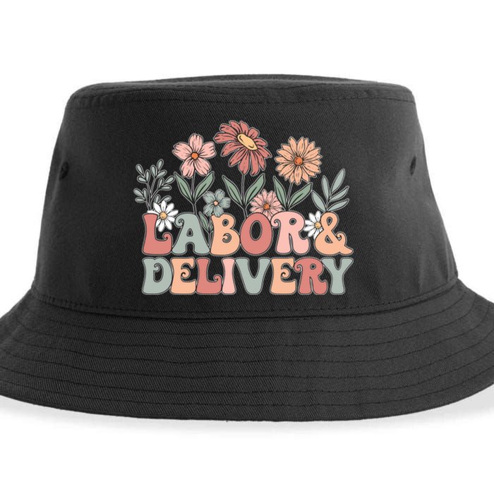 Labor Delivery Wildflowers Labor And Delivery Nurse Sustainable Bucket Hat