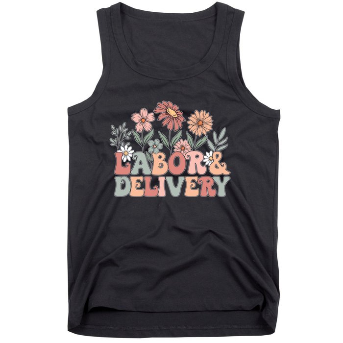 Labor Delivery Wildflowers Labor And Delivery Nurse Tank Top