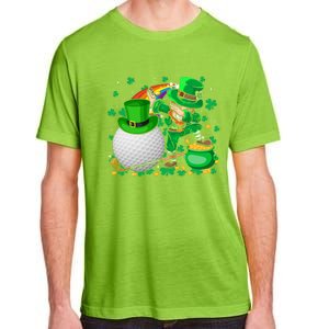 Leprechaun Dabbing With Golf St Patrick's Day Golf Player Funny Gift Adult ChromaSoft Performance T-Shirt