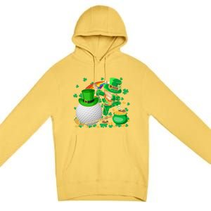 Leprechaun Dabbing With Golf St Patrick's Day Golf Player Funny Gift Premium Pullover Hoodie