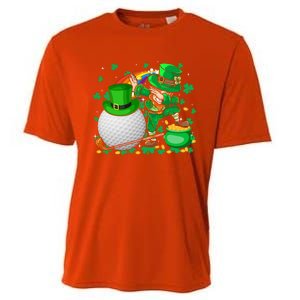 Leprechaun Dabbing With Golf St Patrick's Day Golf Player Funny Gift Cooling Performance Crew T-Shirt