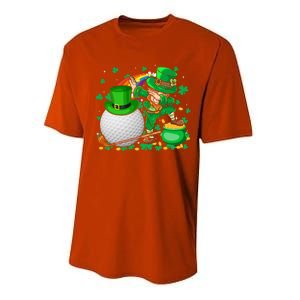 Leprechaun Dabbing With Golf St Patrick's Day Golf Player Funny Gift Performance Sprint T-Shirt