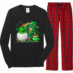 Leprechaun Dabbing With Golf St Patrick's Day Golf Player Funny Gift Long Sleeve Pajama Set