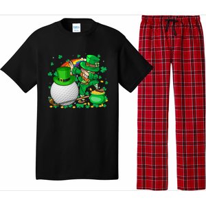 Leprechaun Dabbing With Golf St Patrick's Day Golf Player Funny Gift Pajama Set