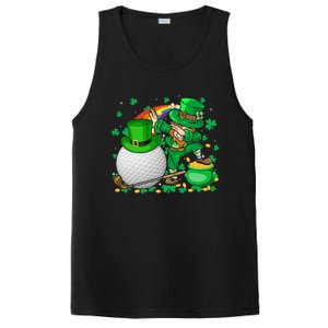 Leprechaun Dabbing With Golf St Patrick's Day Golf Player Funny Gift PosiCharge Competitor Tank