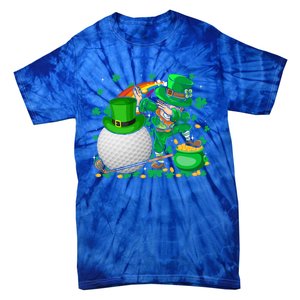 Leprechaun Dabbing With Golf St Patrick's Day Golf Player Funny Gift Tie-Dye T-Shirt