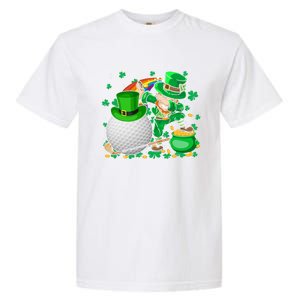 Leprechaun Dabbing With Golf St Patrick's Day Golf Player Funny Gift Garment-Dyed Heavyweight T-Shirt