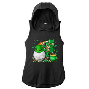 Leprechaun Dabbing With Golf St Patrick's Day Golf Player Gift Ladies PosiCharge Tri-Blend Wicking Draft Hoodie Tank