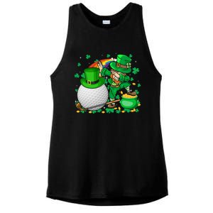 Leprechaun Dabbing With Golf St Patrick's Day Golf Player Gift Ladies PosiCharge Tri-Blend Wicking Tank