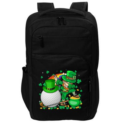 Leprechaun Dabbing With Golf St Patrick's Day Golf Player Gift Impact Tech Backpack