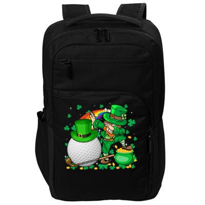 Leprechaun Dabbing With Golf St Patrick's Day Golf Player Gift Impact Tech Backpack