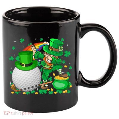 Leprechaun Dabbing With Golf St Patrick's Day Golf Player Gift 11oz C Handle Ceramic Mug
