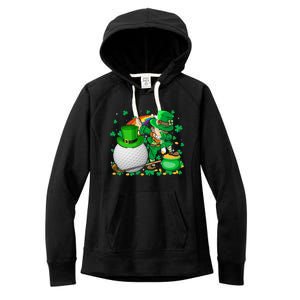 Leprechaun Dabbing With Golf St Patrick's Day Golf Player Gift Women's Fleece Hoodie